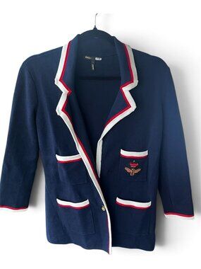 Maje Knit Blazer Cardigan | Navy Tipped | Sz 1 US XS/S